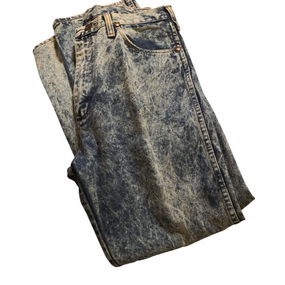 VTG Wrangler Men's Acid/Stone Wash Blue Jeans Size 32x32 Y2K Coastal Cowboy - Picture 7 of 10